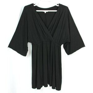 Hyfve Surplice Jersey Batwing Dolman Kimono Sleeve V Neck Mini Dress L Disco